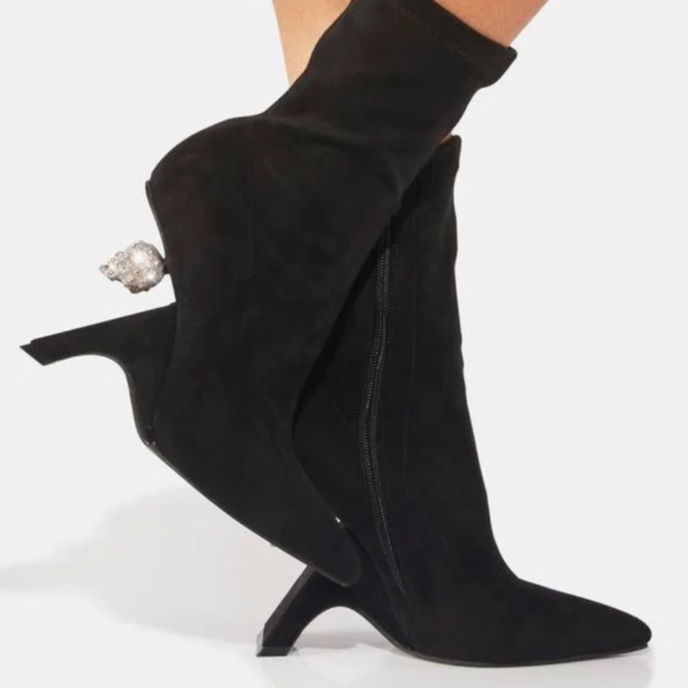 Azalea Wang Skull Ankle Boots Sculpted Booties - Picture 4 of 13